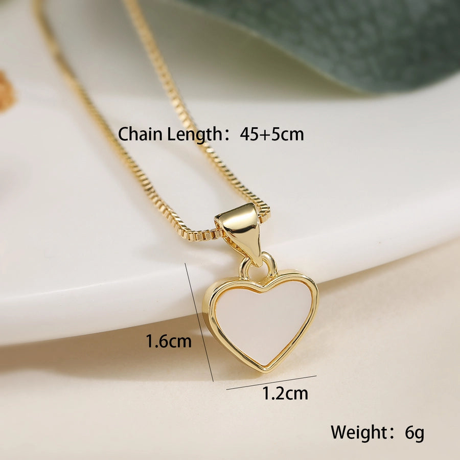 Copper cable chain Inlay Geometric Shell Zircon Pendant Necklace