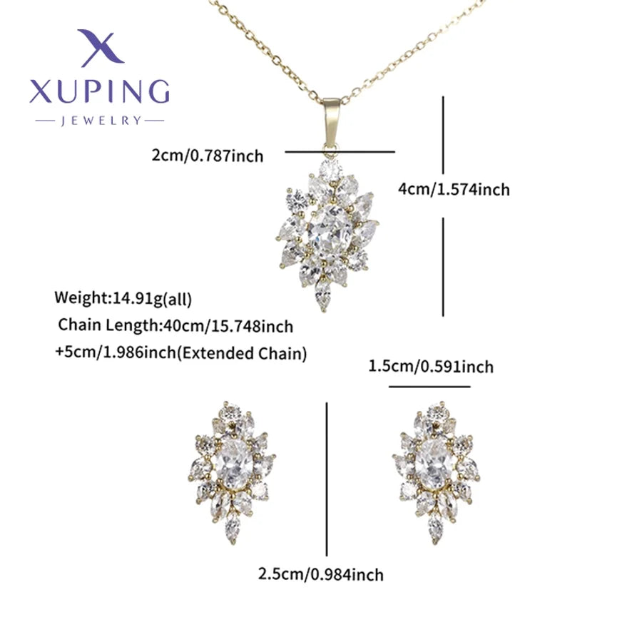 Copper 18K Gold Plated Plating Flower Artificial Gemstones Jewelry Set