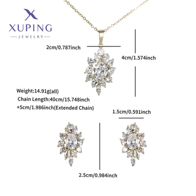 Copper 18K Gold Plated Plating Flower Artificial Gemstones Jewelry Set