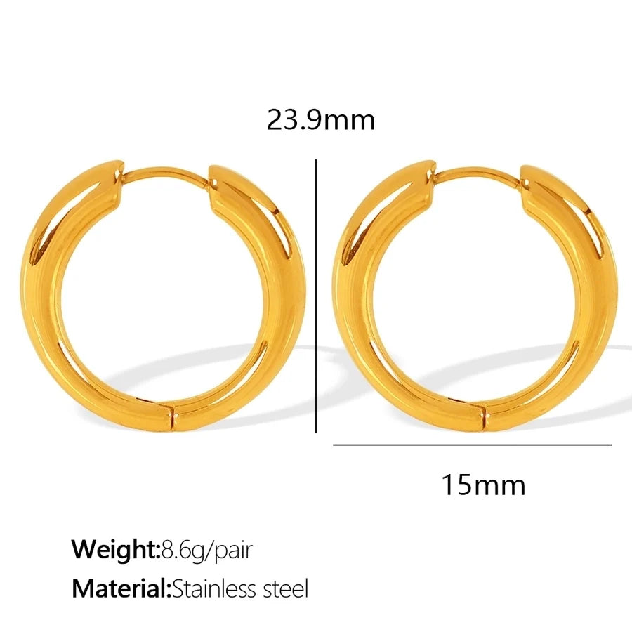 1 Pair IG Style Elegant Simple Style U Shape Round Polishing Plating 304 Stainless Steel 18K Gold Plated Earrings