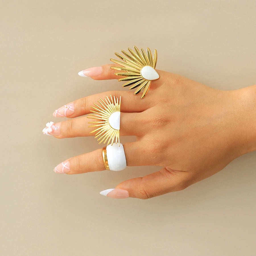 Jewelry Hip-Hop Modern Style Sector 304 Stainless Steel 14K Gold Plated Enamel Open Rings Rings