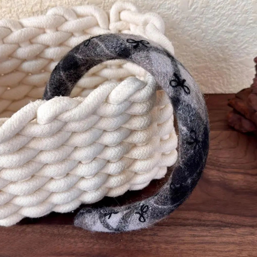 Women's Classical Retro Lattice woolen Fabric Hair Band