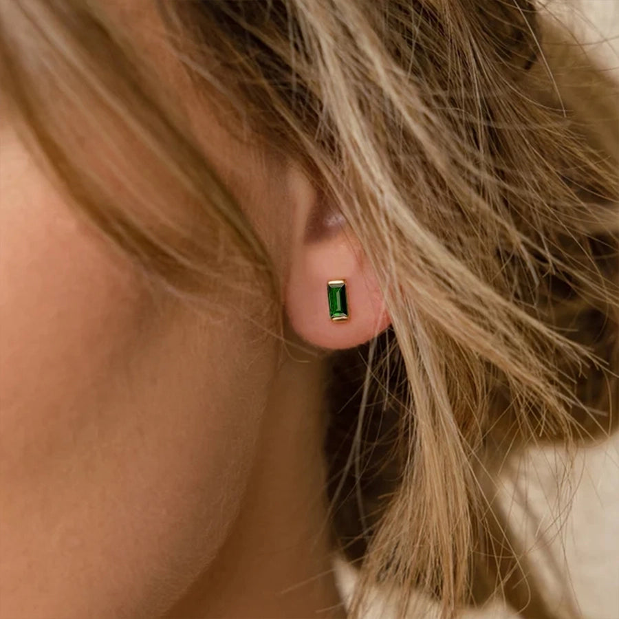 1 Pair Casual Vintage Style Classic Style Square Rectangle 304 Stainless Steel Birthstone Zircon Ear Studs