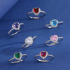 Copper Inlay Heart Shape Zircon Adjustable Ring
