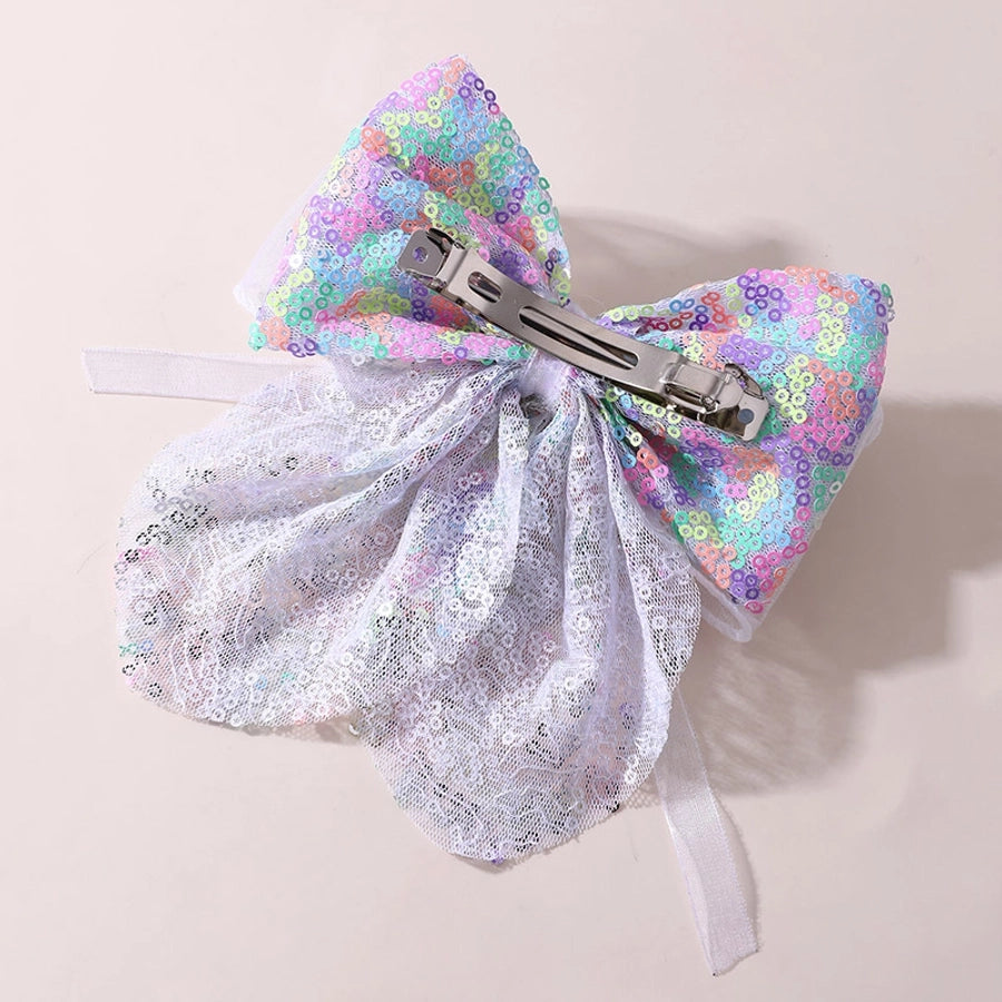 Girl'S Cute Sweet Heart Shape Bow Knot Cloth Hair Clip