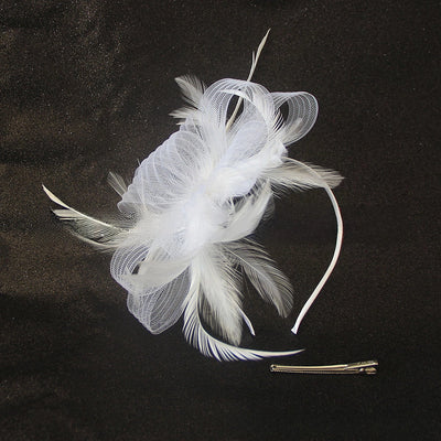 wave elastic net handmade bow feather hair accessories performance banquet accessories