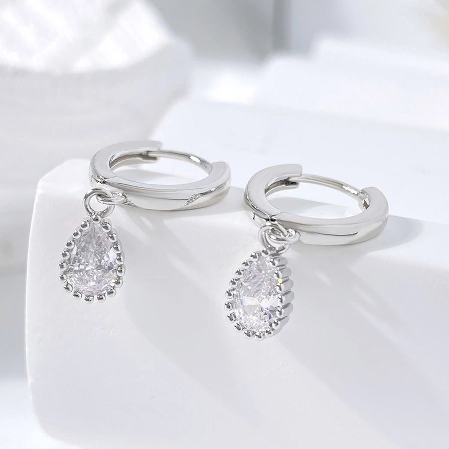 1 Pair Casual Vintage Style Water Droplets Copper Zircon Drop Earrings