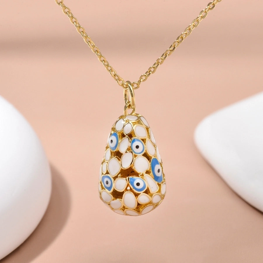 Jewelry Religion Ethnic Style Rejuvenating device Eye Copper Epoxy Pendant Necklace