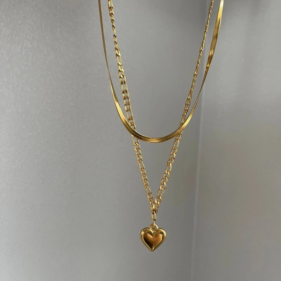 Jewelry Simple Style Classic Style Heart Shape Titanium Steel Plating Pendant Necklace