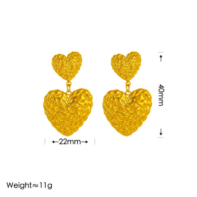 Jewelry Vintage Style Simple Style Heart Shape 304 Stainless Steel 18K Gold Plated Earrings Necklace