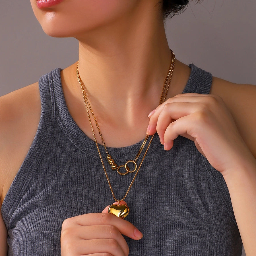 Jewelry IG Style Retro Heart Shape Titanium Steel Plating Pendant Necklace