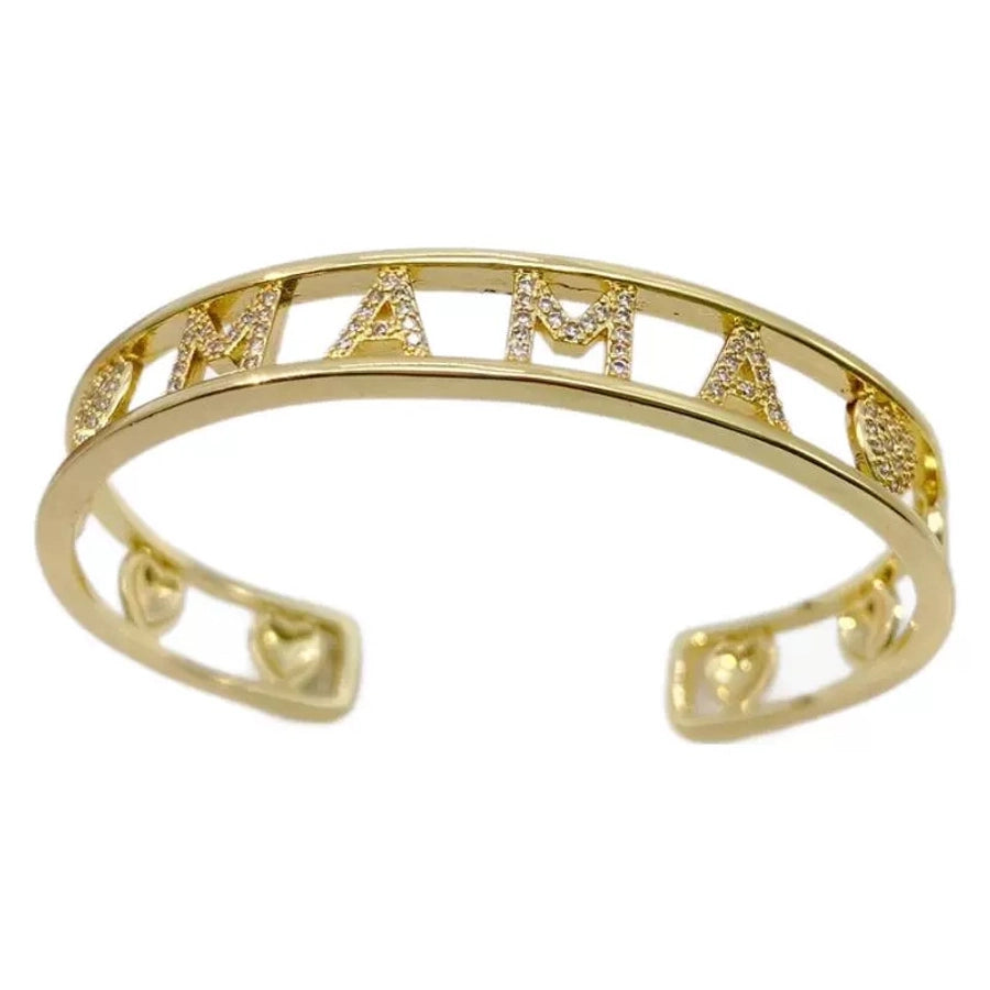 Jewelry Vintage Style Classic Style Letter Copper Zircon Mixed Metal Plating Bangle
