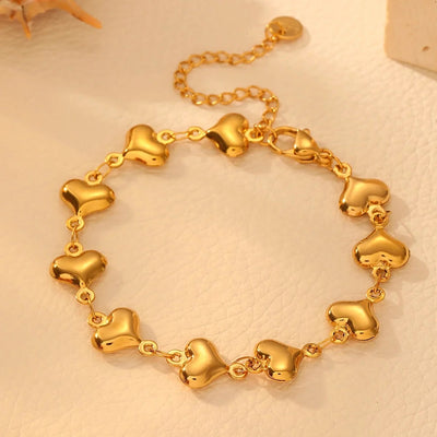 Stainless Steel Multiple Peach Heart Necklace Bracelet Affordable Luxury Fashion High-Grade Heart Hollow Titanium Steel No Fading Necklace Bracelet Jewellery Suit