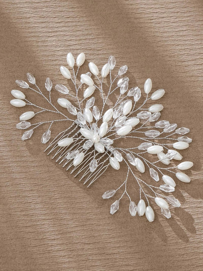 simple style flower artificial pearl inlay pearl insert comb