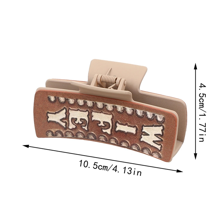 women's vintage style letter poker pu leather plastic hair claws