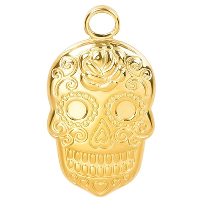 Jewelry Casual Hip-Hop Funny Skull 304 Stainless Steel 18K Gold Plated Plating Pendant Necklace