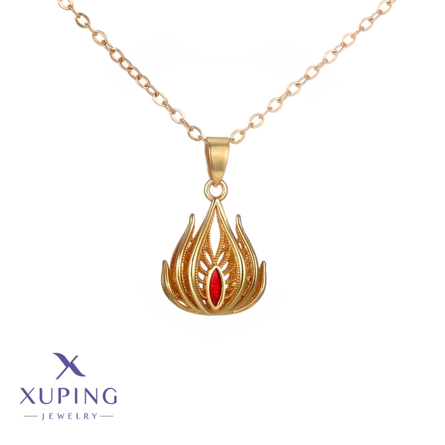 Jewelry Elegant Retro Flower 304 Stainless Steel Copper Zirconia 18K Gold Plated Plating Pendant Necklace