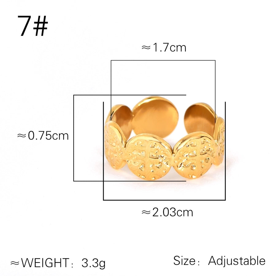 Jewelry Elegant Geometric Solid Color 304 Stainless Steel 18K Gold Plated Open Rings