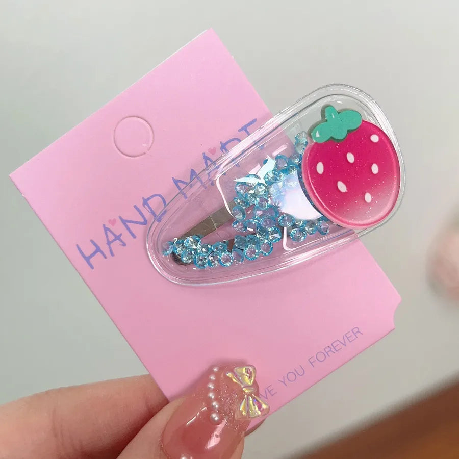 kid's cute cartoon fruit alloy rubber sequins hair clip