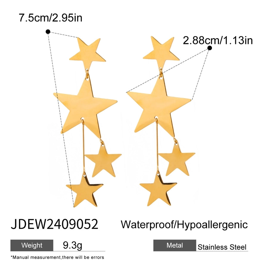 1 Pair Classic Style Star 304 Stainless Steel Drop Earrings