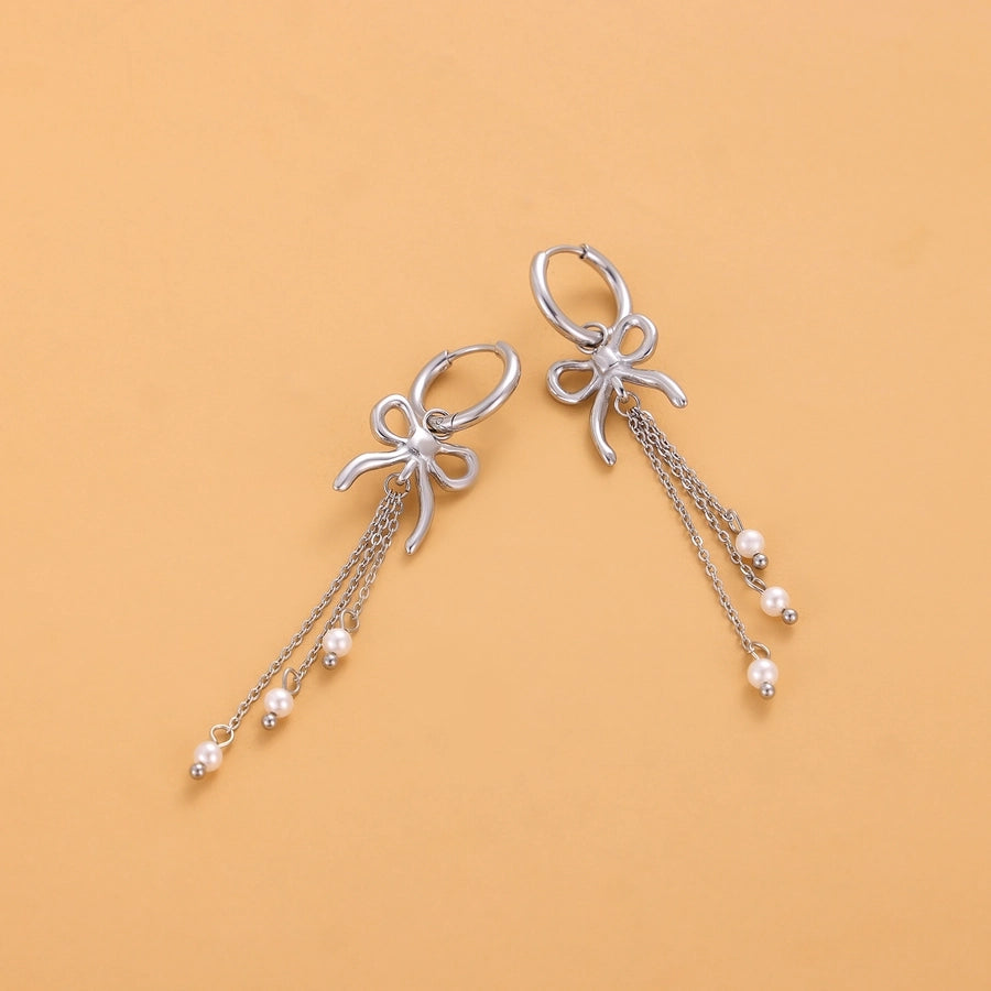 1 Pair Simple Style Bow Knot 304 Stainless Steel 18K Gold Plated Earrings