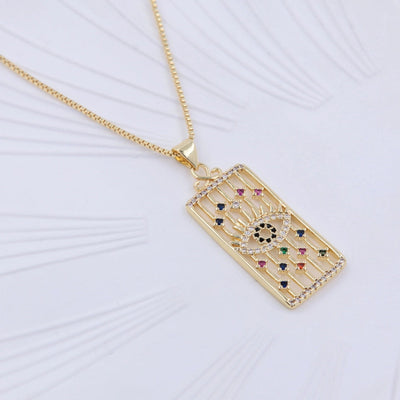 Hip-Hop Palm Heart Shape Snake Copper Inlay Zircon 18K Gold Plated Unisex Pendant Necklace