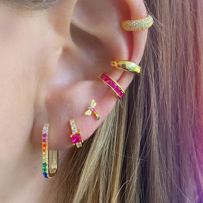 1 Pair Casual Simple Style Geometric Copper Zircon 24K Gold Plated Ear Cuffs