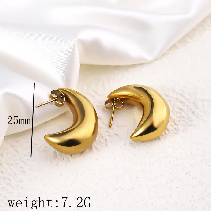 1 Pair Simple Style Commute Geometric Heart Shape Plating Titanium Steel Drop Earrings Earrings Ear Studs