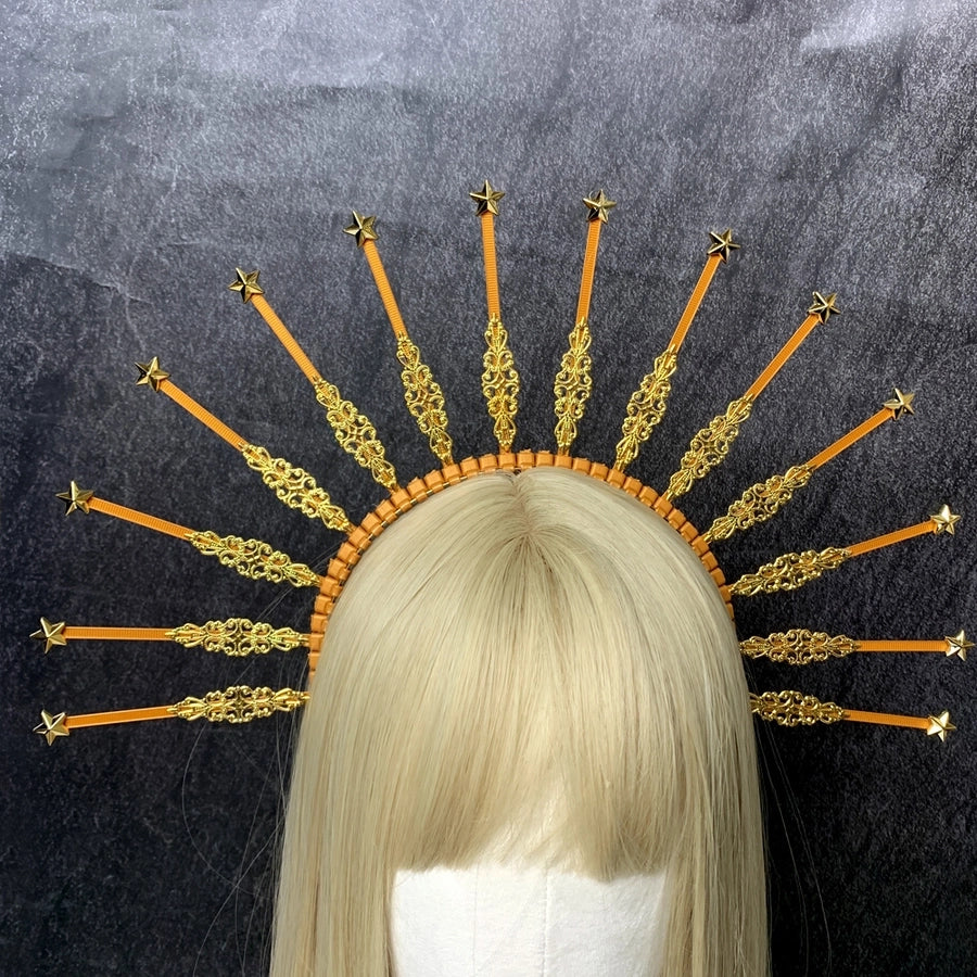 retro star crown flower plastic resin hair band