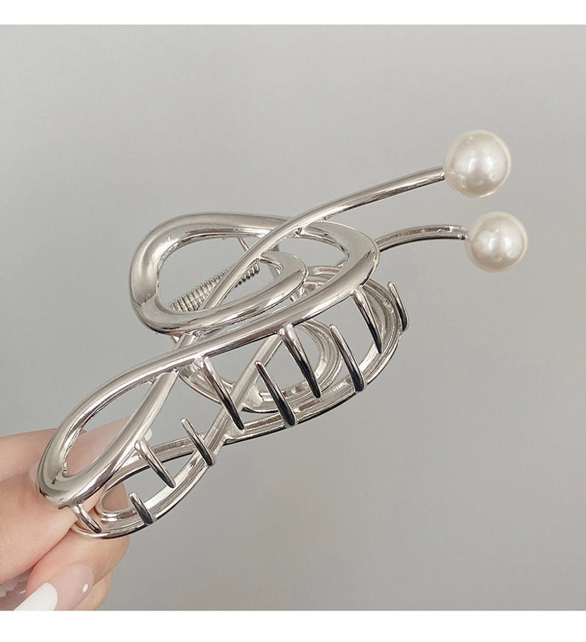 simple style notes alloy inlay pearl hair claws