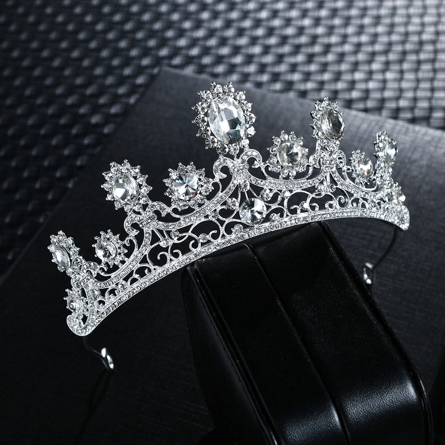 fashion crown alloy inlay zircon crown 1 piece