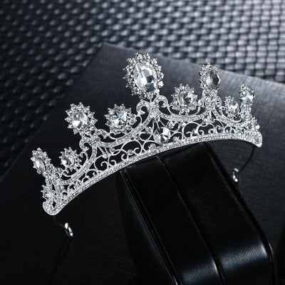 fashion crown alloy inlay zircon crown 1 piece