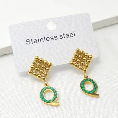 1 Pair Elegant Retro Commute Letter Square 304 Stainless Steel 18K Gold Plated Drop Earrings