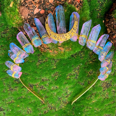 simple style moon solid color crystal handmade hair band