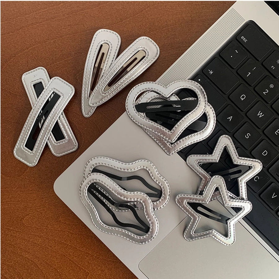 Women's Simple Style Solid Color Pu Leather Alloy Hair Clip