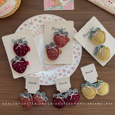 Sweet Girl'S Strawberry Cloth Hair Clip Hair Tie
