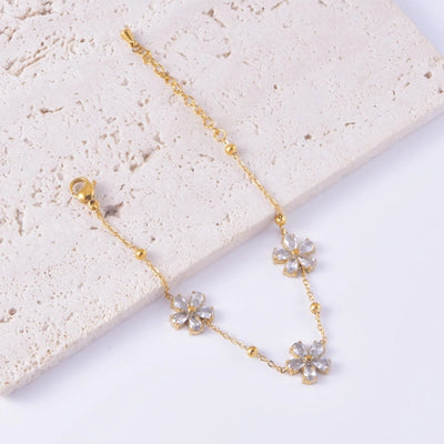 Jewelry Sweet Simple Style Flower Titanium Steel Bracelets Earrings Necklace