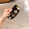 fashion flower bee alloy cloth inlay artificial pearls rhinestones hair band 1 piece