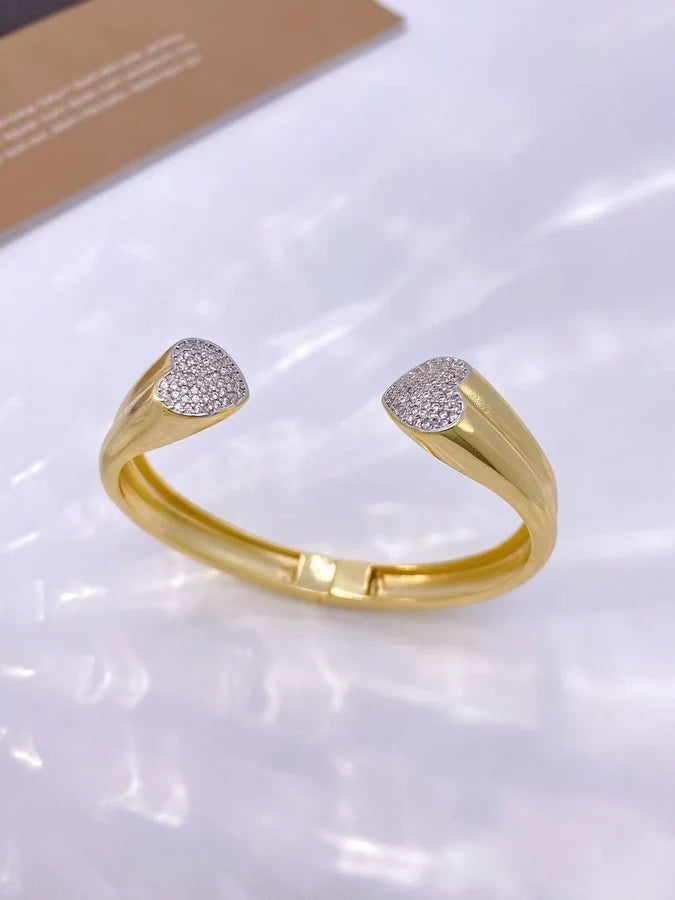 Jewelry Classic Style Heart Shape Copper Zircon Plating Rings Bracelets