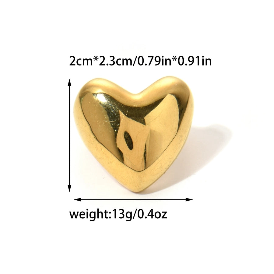 Jewelry Elegant Roman Style Commute Geometric Heart Shape 304 Stainless Steel 14K Gold Plated Rings