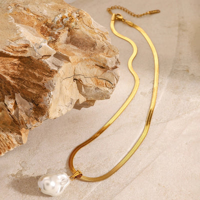 Jewelry Simple Style Classic Style Irregular 304 Stainless Steel Pearl Pendant Necklace