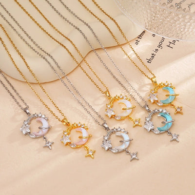 Jewelry Glam Lady Sexy Moon 304 Stainless Steel Copper Pendant Necklace