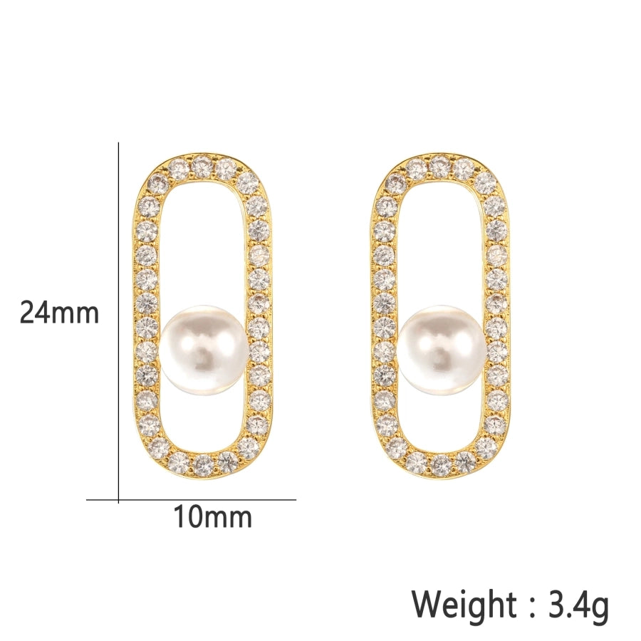 1 Pair Elegant Sweet Geometric Inlay Copper Zircon Gold Plated Ear Studs