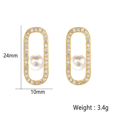 1 Pair Elegant Sweet Geometric Inlay Copper Zircon Gold Plated Ear Studs