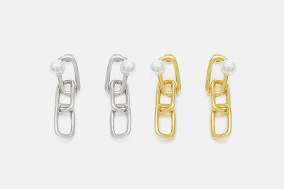 1 Pair Vintage Style Classic Style Geometric Plating Copper Pearl Drop Earrings