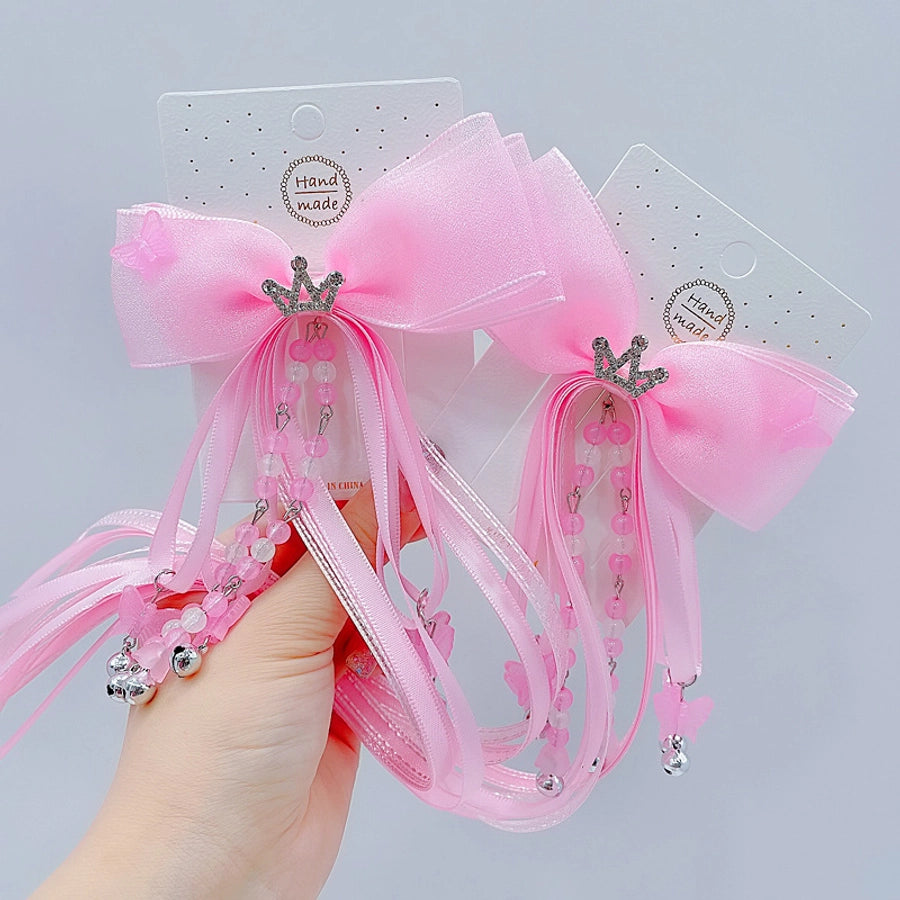 girl's fairy style princess bow knot cloth hair clip