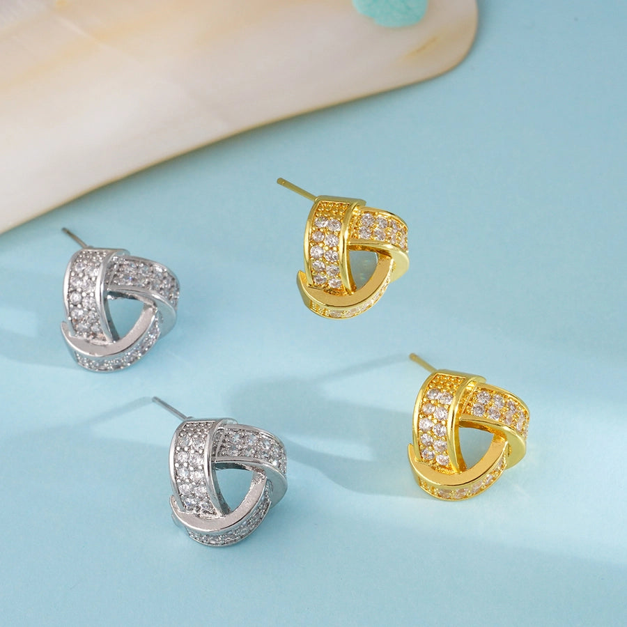 Jewelry IG Style Geometric 304 Stainless Steel Copper Zircon Inlay Earrings Necklace