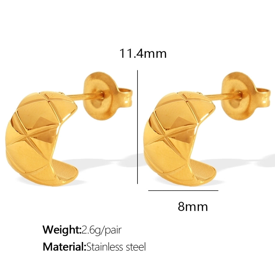 1 Pair IG Style Elegant Commute C Shape Argyle Polishing Plating 304 Stainless Steel 18K Gold Plated Ear Studs