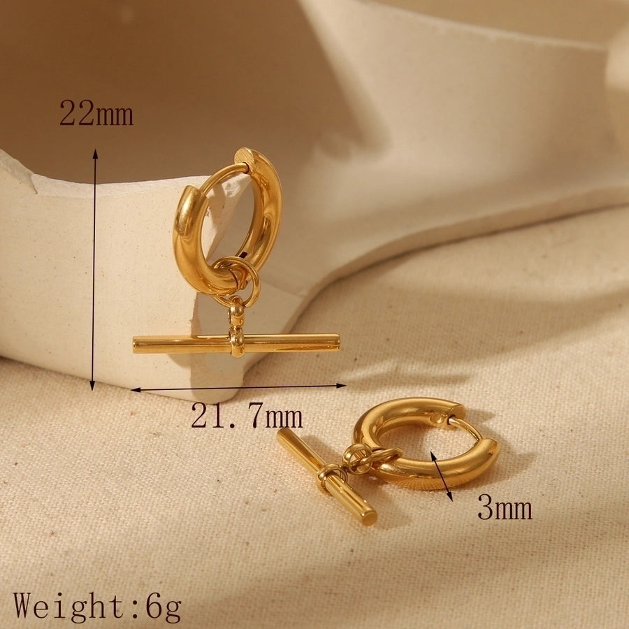 1 Pair IG Style Retro Classic Style Geometric Solid Color Removable Plating 304 Stainless Steel 18K Gold Plated Drop Earrings
