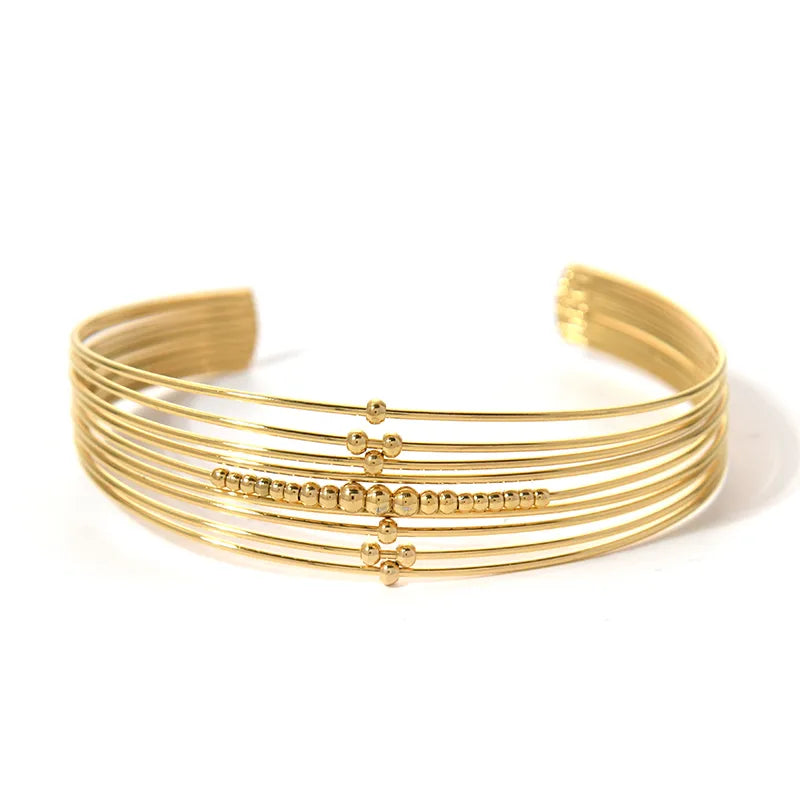 Casual Vacation Classic Style Round Solid Color 304 Stainless Steel 14K Gold Plated Bangle In Bulk